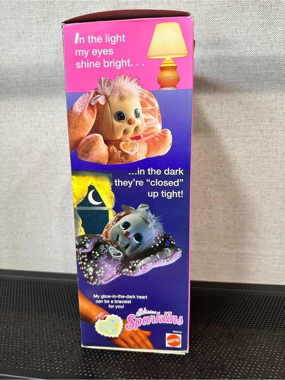 Mattel PJ Sparkles Sparklins Pink Bunny 1989 In box Glow-in-the-dark Rare - Picture 3 of 16